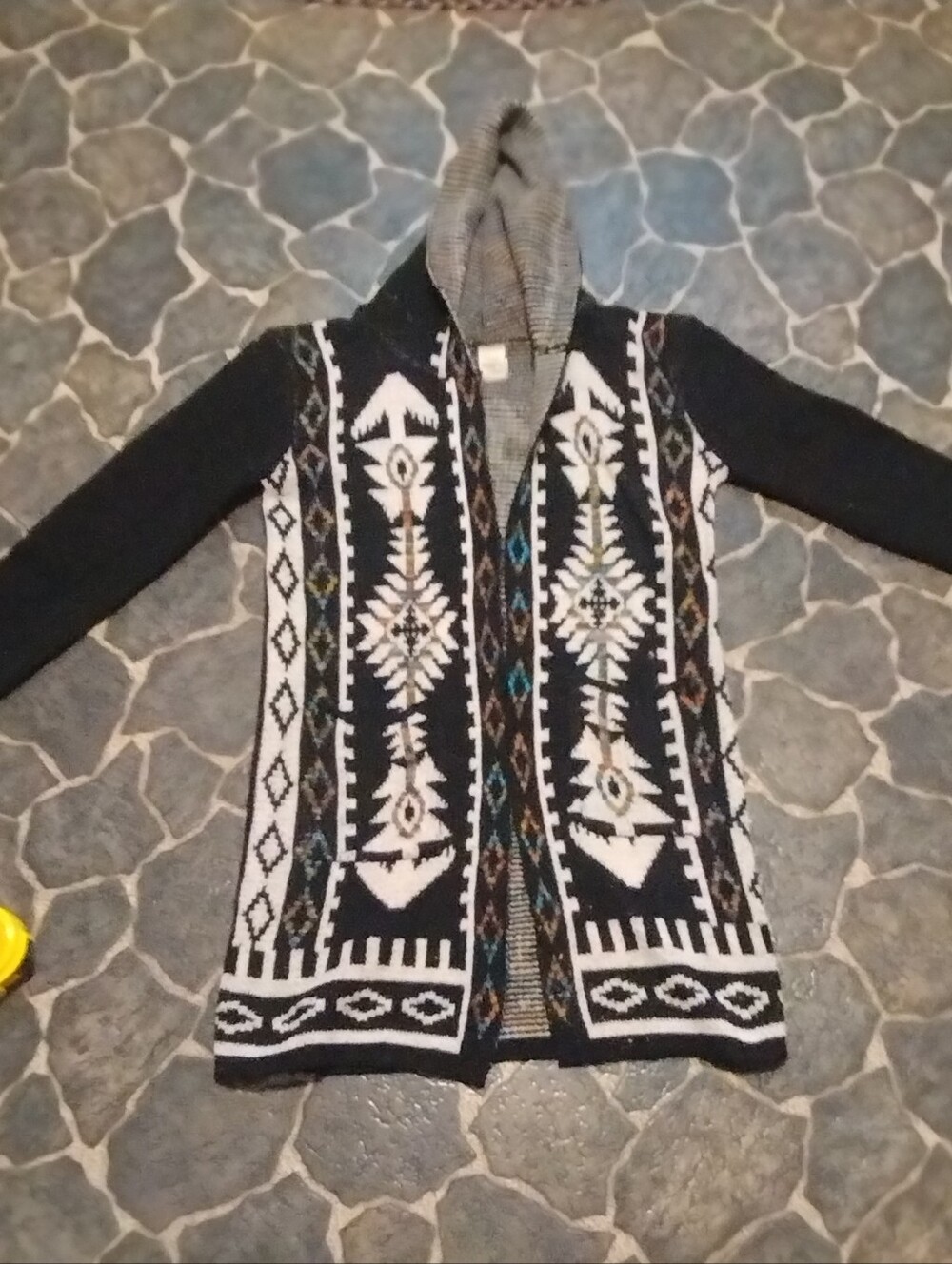 Black rainbow Aztec hooded western knit sweater Wear to love Size M NWT